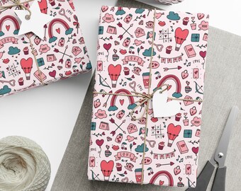 Valentine&#39;s Day Paper, Valentine&#39;s Day Wrapping Paper, Valentine&#39;s Day Gift Wrap