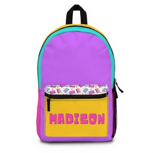Zaino per bambini con nastro a cassetta a blocchi di colore personalizzato di ritorno al passato - Stile retrò personalizzato