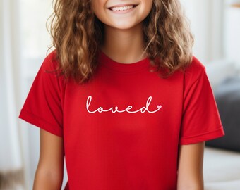 Youth 'Loved' Valentine's Day Shirt: Lightweight Cotton