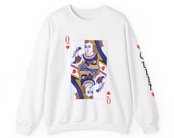 Queen of Hearts Langarm-Sweatshirt: Königliches Kartendesign