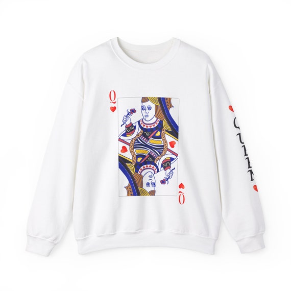 Queen of Hearts Long Sleeve Sweatshirt: Royal Card Design