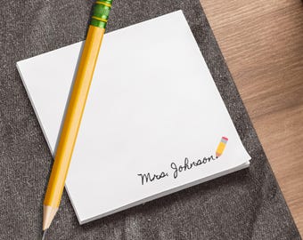 Personalized Note Pads for Teachers, Gift for Educators, Stationery for Teacher, Cute Office Supplies, Custom Sticky Notes, Pencil Post It