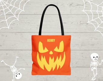 Personalized Jack-O'-Lantern Tote Bag for Trick-or-Treating