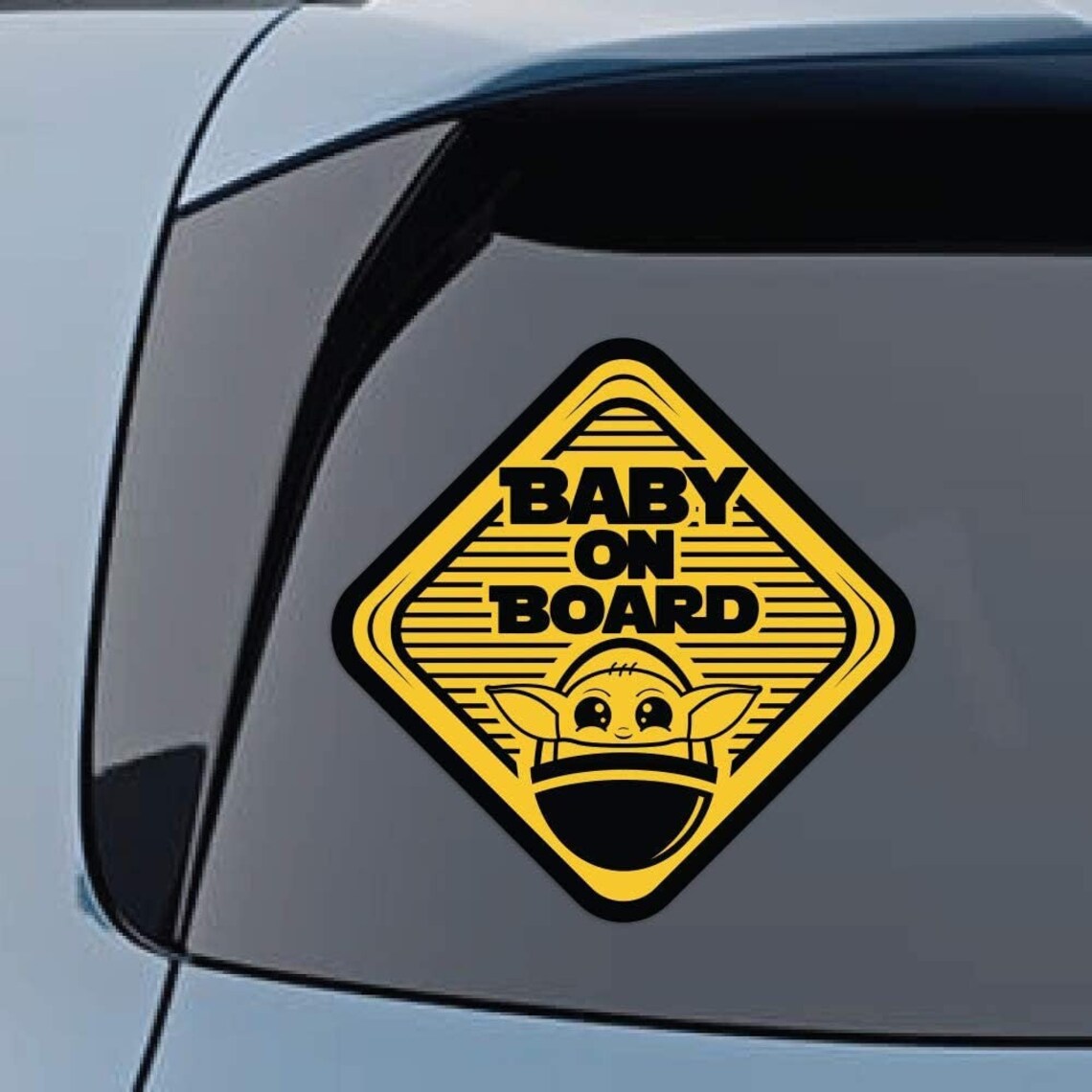 Cute Baby Yoda On Board Sign Stickers Vinyl Decal