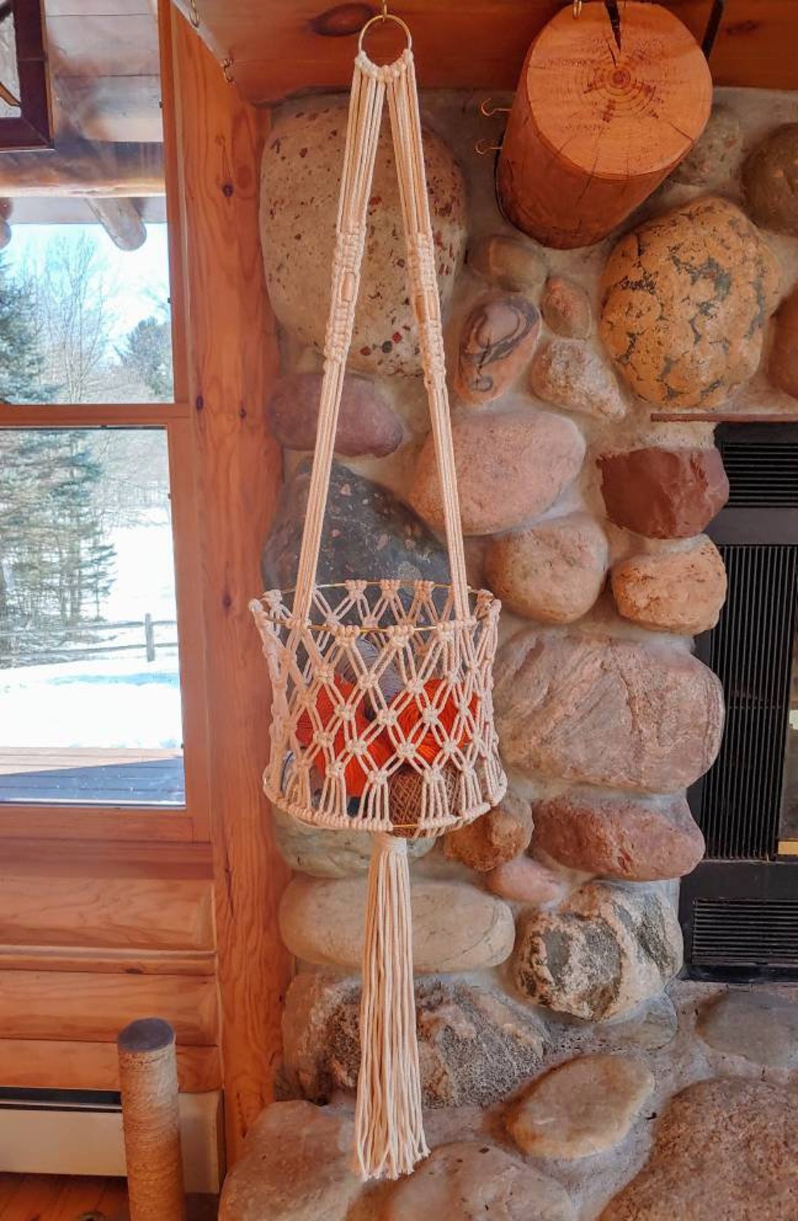 Hanging macramé basket Etsy