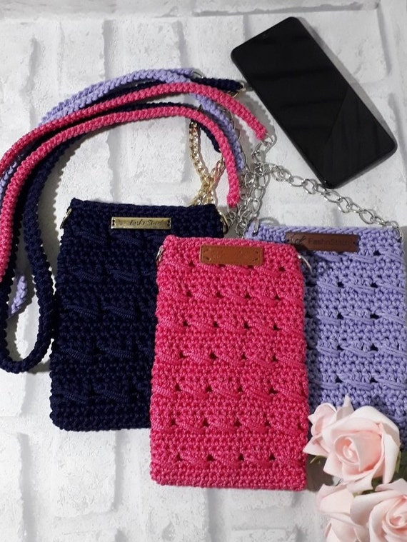 Buy Macrame Cell Phone Bag Hand Made Mobile Holder Sling Pouch Bag at  Amazon.in