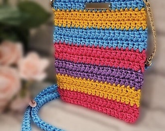 Travel Friendly Crochet Phone Bag With Metal Strap Party bag Girl bag