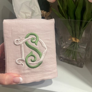 Custom Monogrammed Tissue Box Cover with Duo-gram, Two Letter Tissue Box Cover