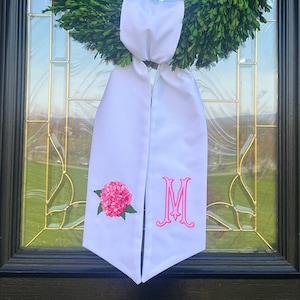 Mother's Day Wreath Sash with Monogram, Hydrangea Wreath Bow, Monogram Front Door, Housewarming Gift