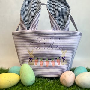 Personalized Easter Basket, Embroidered Easter Basket, BUNNY & CARROTS