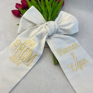 PROM Bouquet Sash with Name, Custom Prom Ribbon, Prom Bouquet Sash, School Spirit Bow image 6