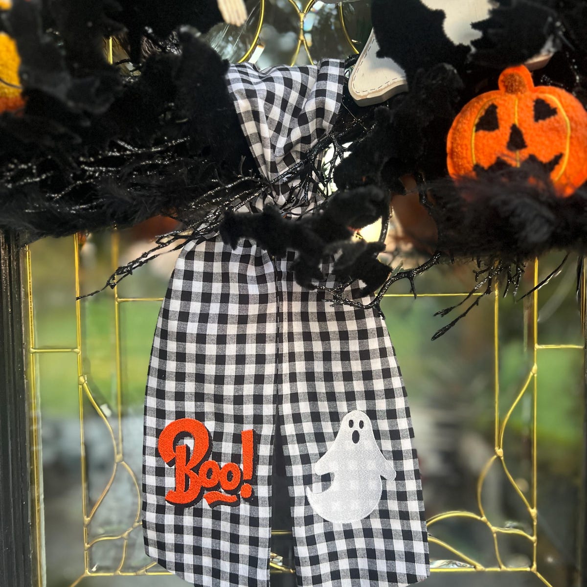Boo Halloween Ghost Wreath Sash