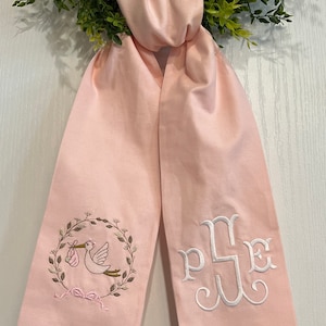 New Baby Monogram Stork Wreath Sash Monogram, Baby Room Decor, Baby Shower Gift, Newborn Room Decor, It's a Girl, It's a Boy