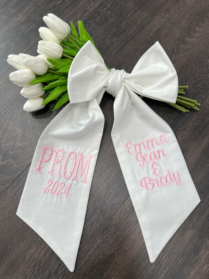 PROM Bouquet Sash with Name, Custom Prom Ribbon, Prom Bouquet Sash, School Spirit Bow image 10