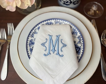 Monogram Embroidered Dinner Napkin