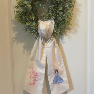 Nutcracker Clara Personalized Christmas Wreath Sash, Nutcracker Wreath Bow for Ballerina