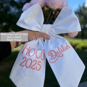 HOCO Bouquet Sash with Name, Custom Homecoming Ribbon, Homecoming Bouquet Sash, School Spirit Bow