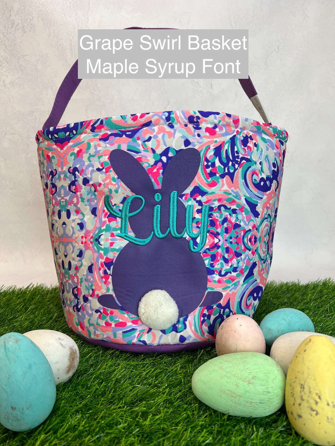Personalized Easter Basket With Name Embroidered Easter Etsy
