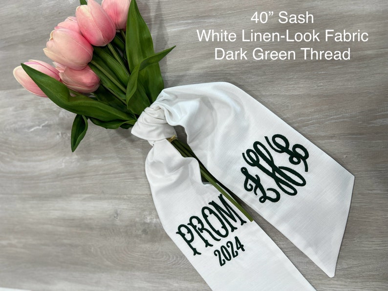 PROM Bouquet Sash with Name, Custom Prom Ribbon, Prom Bouquet Sash, School Spirit Bow 40"SashPROM +TplMono