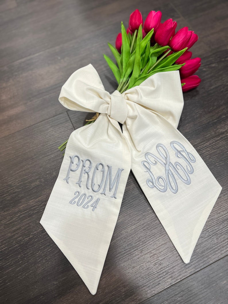 PROM Bouquet Sash with Name, Custom Prom Ribbon, Prom Bouquet Sash, School Spirit Bow image 8