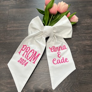 PROM Bouquet Sash with Name, Custom Prom Ribbon, Prom Bouquet Sash, School Spirit Bow 52" Bow PROM +2Names