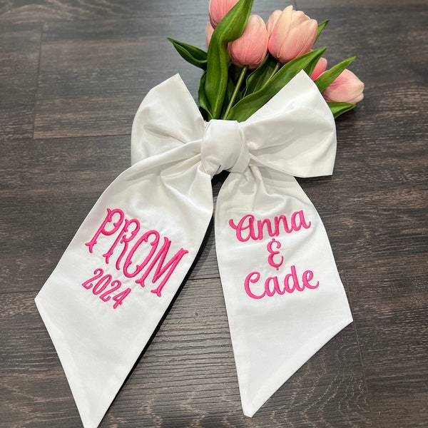 PROM Bouquet Sash with Name, Custom Prom Ribbon, Prom Bouquet Sash, School Spirit Bow