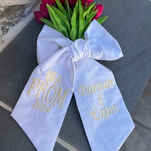 PROM Bouquet Sash with Name, Custom Prom Ribbon, Prom Bouquet Sash, School Spirit Bow image 7