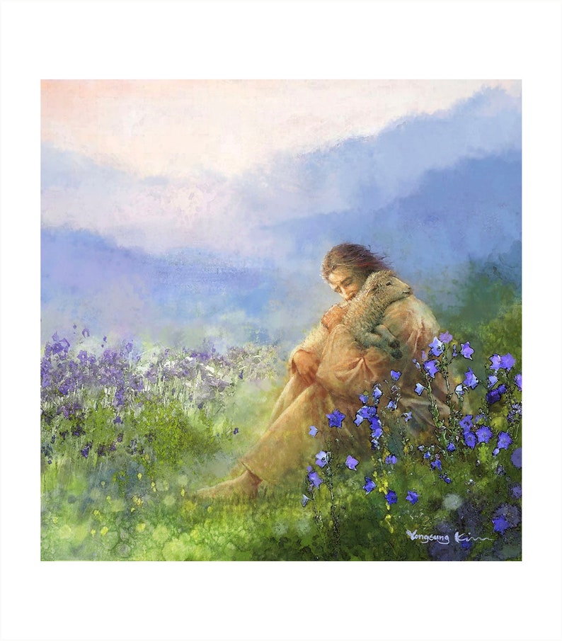 Comforter Yongsung Kim Art Print of Jesus Christ With Lamb Sheep With