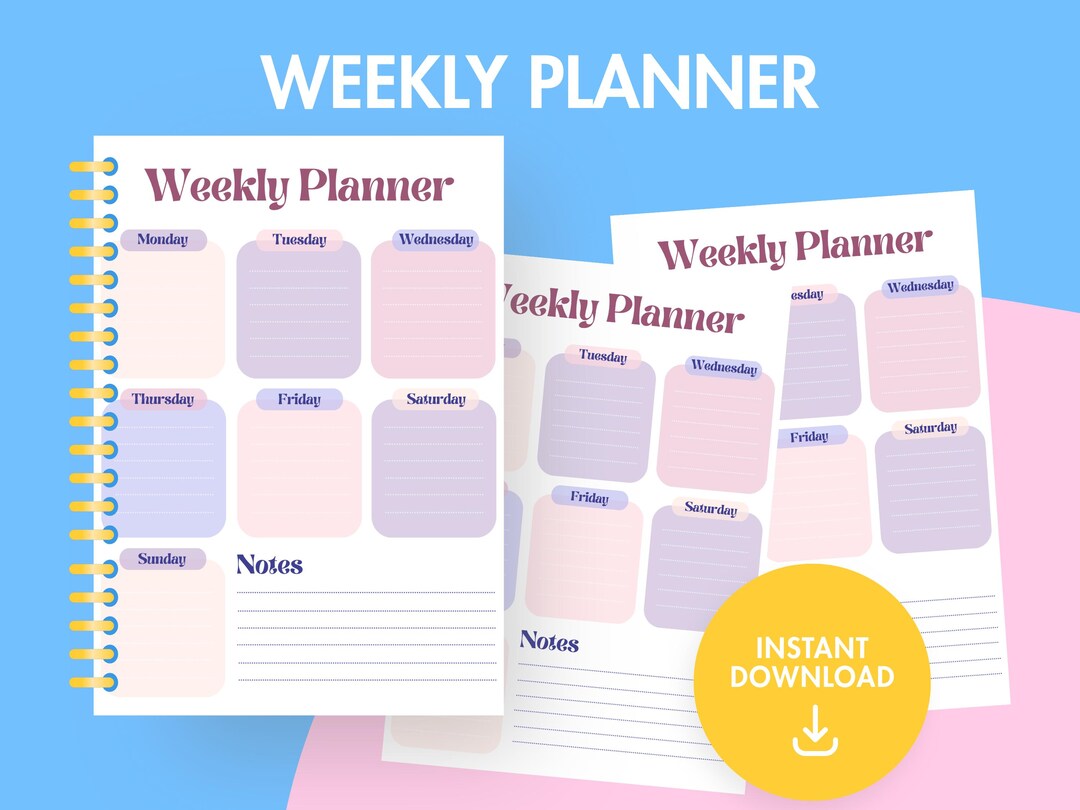 Purple Weekly Planner and Notes: Funky Bubble Printable Letter To-do ...