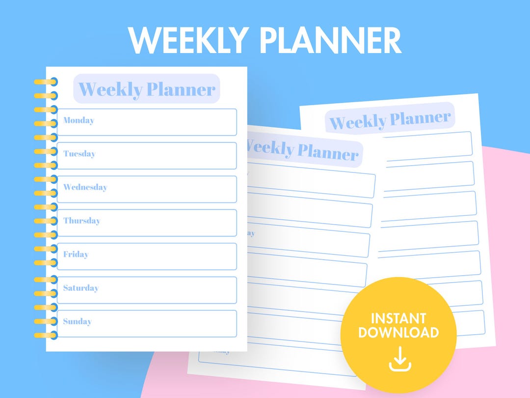 Blue Minimal Weekly Planner: Periwinkle To-do List (printable PDF ...