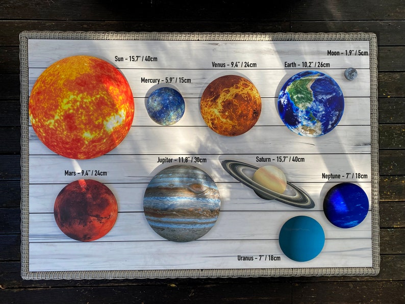 Wooden Solar System 3D Wall Decoration Model Giant Space Etsy