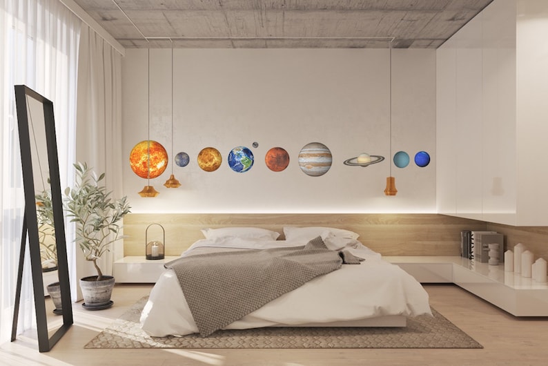 Wooden Solar System 3D Wall Decoration Model Giant Space Etsy