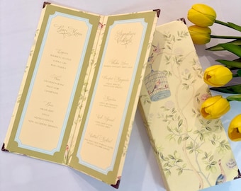 Menù personalizzato per matrimoni in stile ristorante, con copertina rigida.