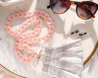Pink Acrylic Link Mask & Glasses Chain