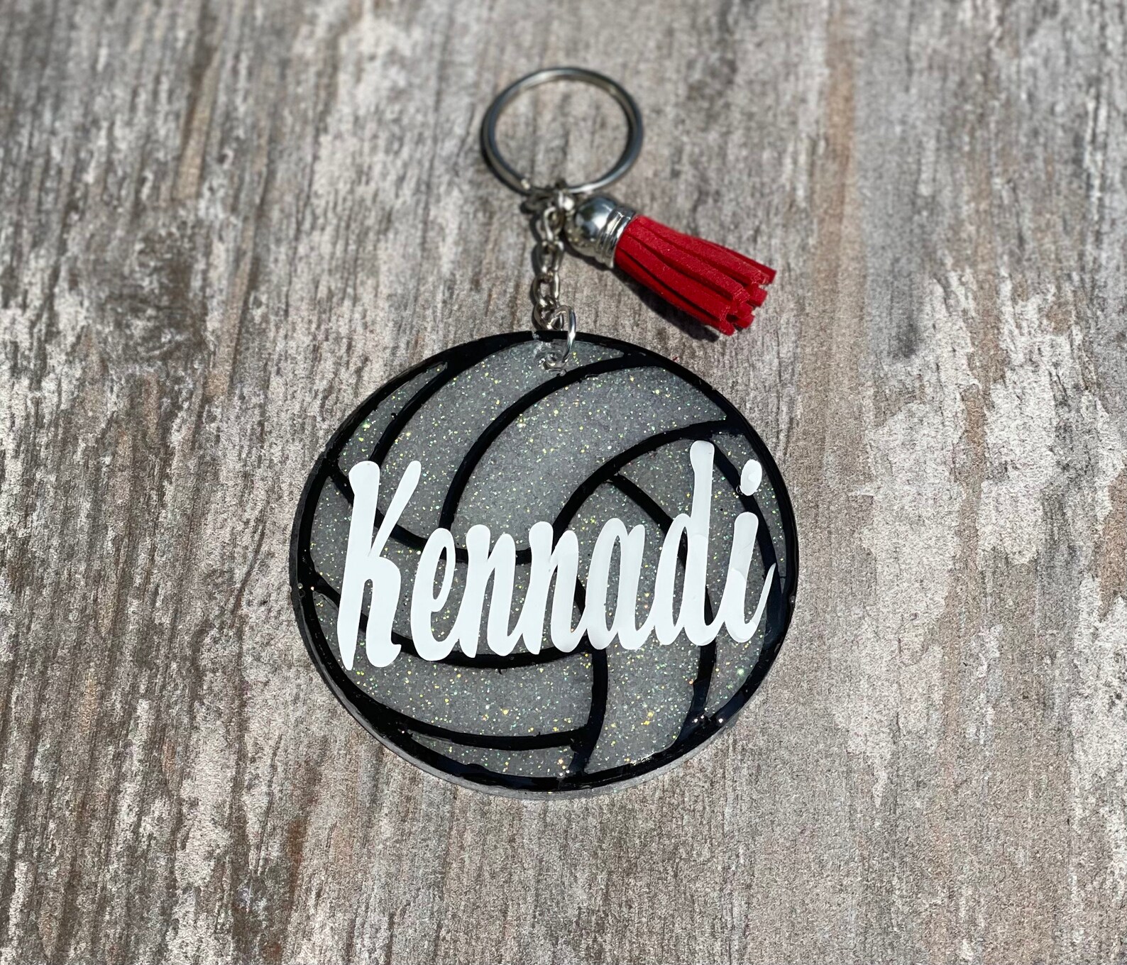 Volleyball Keychain Glitter Volleyball Keychain Volleyball Etsy UK