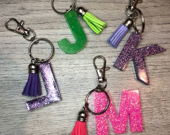 Custom Initial Keychain | Glitter Keychain With Name | Purse Charm Personalized | Resin Keychain