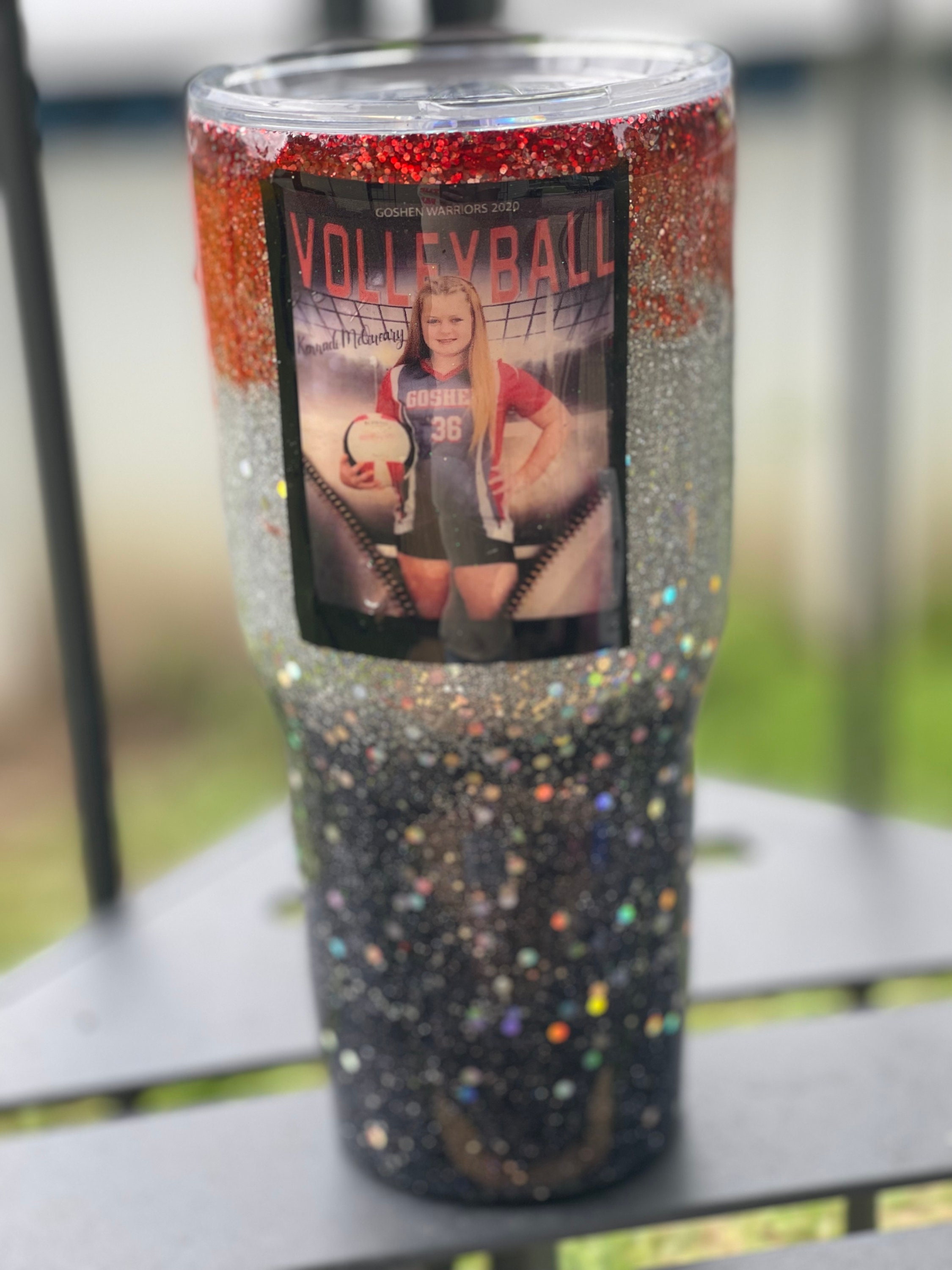 Volleyball Mom Glitter Tumbler Personalized Tumbler Sports Etsy