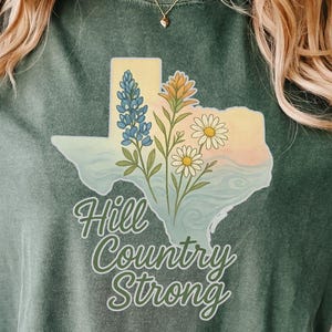 Hill Country Strong T-shirt, Texas Flood Victims Support Tee, Graphic Unisex Shirt, Garment-Dyed Top, Casual Comfort Wear
