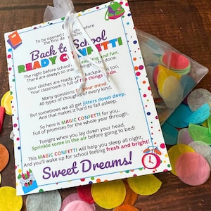 Ready Confetti Back to School, Ready Confetti First Day of School, Back to School Tradition, Ready Confetti for Night Before School Nerves