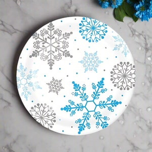 Snow Princess Party Dinner Plate, Snowflake Party Decor, Snow Princess Birthday Party Decor, Snow Princess Baby Shower Theme, Winter Party