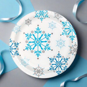 Snow Princess Party Dessert Plate, Snowflake Party Decor, Snow Princess Birthday Party Decor, Snow Princess Baby Shower Theme, Winter Party