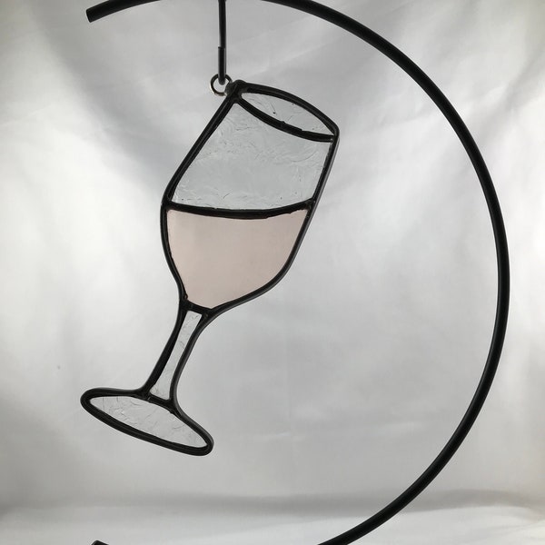 Rose - blush wine stained glass suncatcher. Hand made glass art. Ideal gift for that wine drinker in your life.