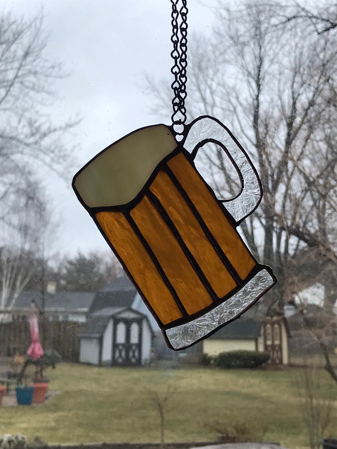Stained Glass Beer Mug Suncatcher. Home Décor Glass Art. Ideal Etsy