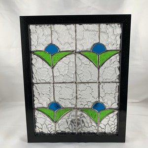 Art Deco flower bud stained glass panel - glass art - home decor