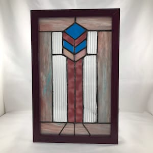 Mission style stained glass panel - Prairie style- Art deco glass art - home decor