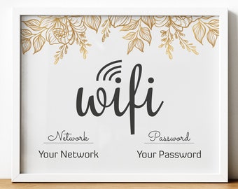 Wifi Printable, Wifi Password Sign, Personalized Digital Download - Any Size - Customizable