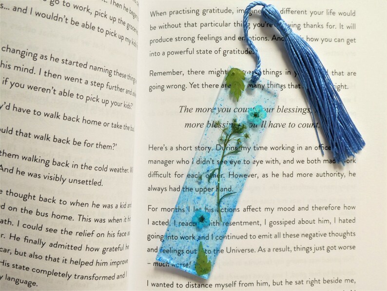 Mini pressed flower handmade resin bookmarks with tassels Floral bookmarks image 4