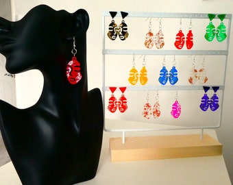 Abstract Face Statement Resin Earrings| Handmade earrings| Bright Earrings