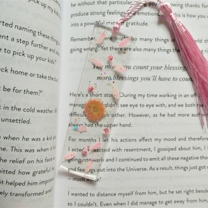 Mini pressed flower handmade resin bookmarks with tassels Floral bookmarks image 8