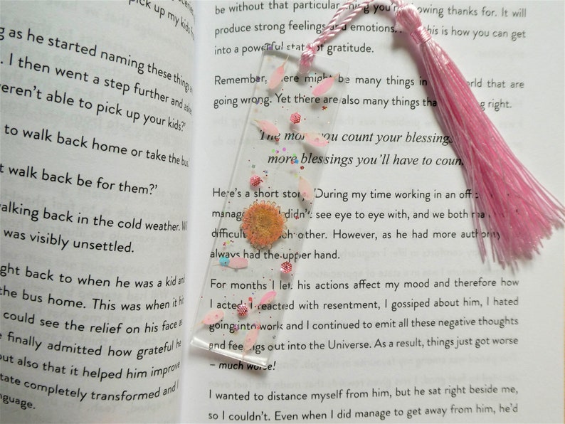 Mini pressed flower handmade resin bookmarks with tassels Floral bookmarks image 8